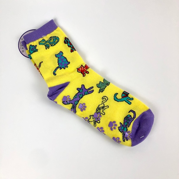 SOLD Women’s Cat Slipper Socks Paw-Print PVC Grip Dots. - Picture 3 of 5
